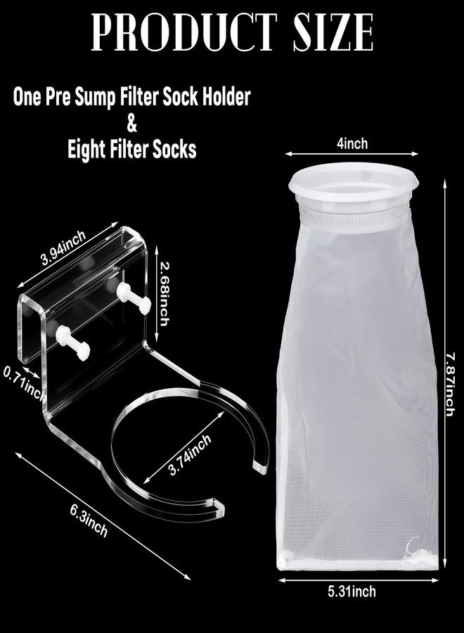 Ninehaoou 8 Pcs 4 Inch Ring Filter Sock 200um Micro Aquarium Nylon Filter Bags and 1 Pcs 4" Acrylic Pre Sump Sock Holder for Freshwater Saltwater Aquariums Fish Tank - Image 2